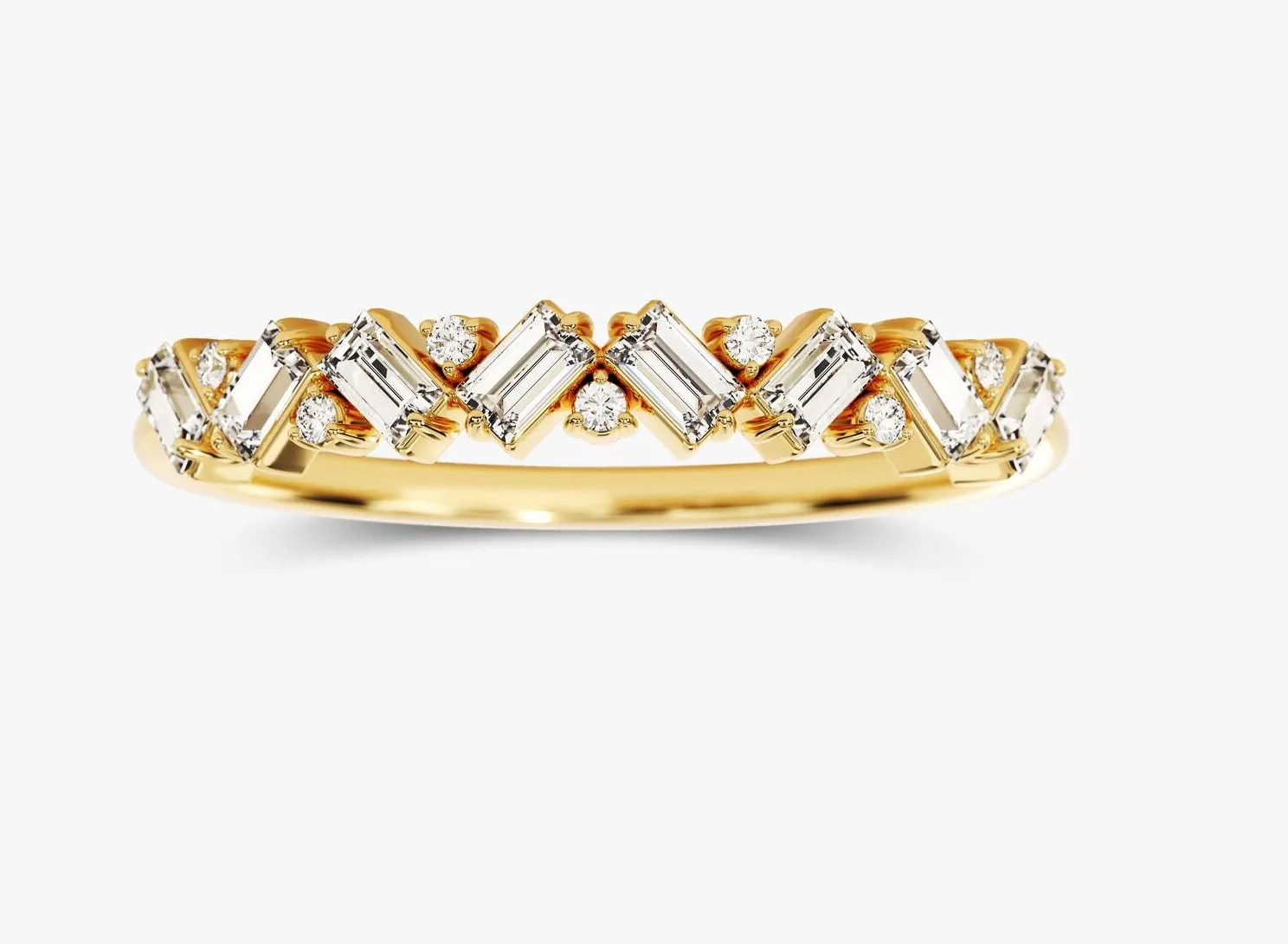 Authentic Art Deco Cluster Wedding Ring 14K Yellow Gold Plated Delicate Moissanite Ring