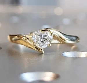 Authentic The Eternal Heart: 14K Gold-Plated Moissanite Antique Twisted Ring