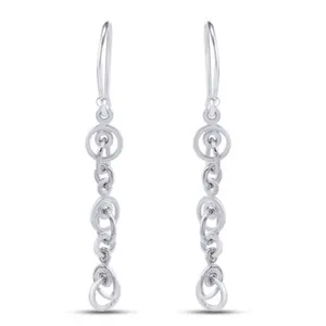 Authentic Beautiful Tiered Circle Drop Dangle Earrgs 14K White Gold Plated Sterlg Silver