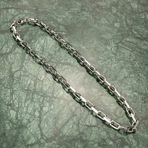 Authentic Solid White Gold Plated Heavy 316 Stainless Steel 8MM Hermes Link Chain