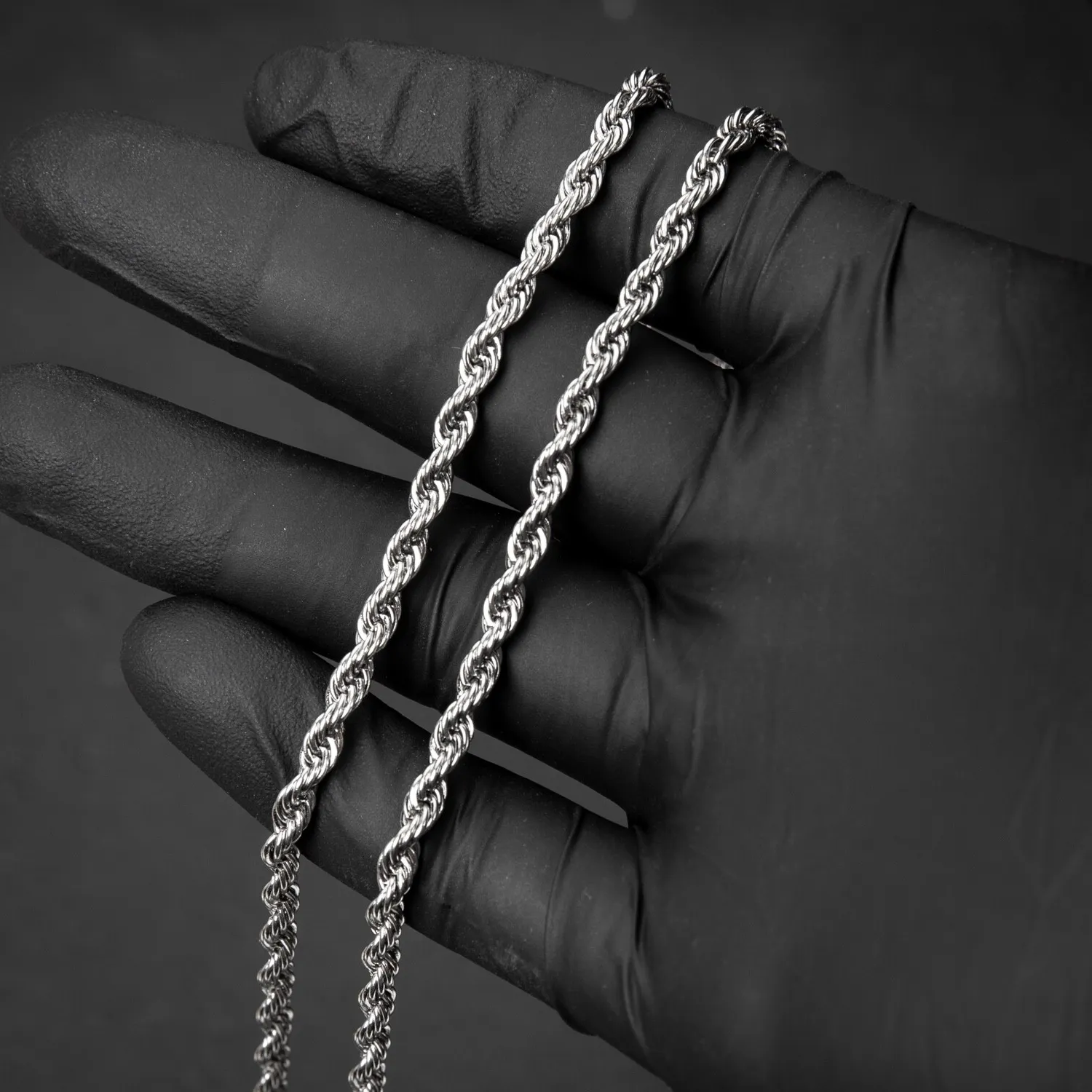Authentic Twisted Path to Inner Wisdom: White Gold Plated Chain for Spiritual Reflection