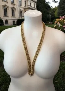 Authentic Givenchy Vintage Heavy Gold Plated 14 mm Cuban Link Curb Chain Necklace 222 Gr
