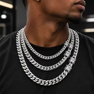 Authentic Men's Heavy Miami Cuban Link Bracelet Chain Gold Plated Stainless Steel 8mm-14mm