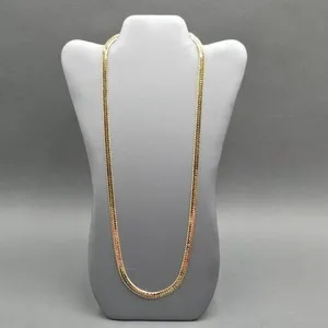 Authentic 28-Inch Cobra-Mesh Gold-Plated Herringbone Necklace: Celestial Serpent's Shield