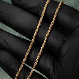Authentic Twisted Harmony: Solid Gold Plated Sterling Silver Chain Necklace