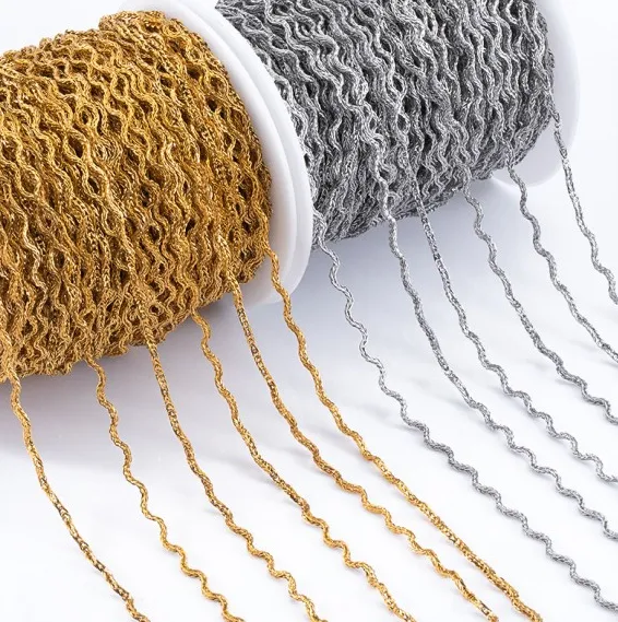 Authentic 1Meter Stainless Steel 1.2mm Twist Wave Chain Heavy-Duty Punk Chain for DIY Necklace Bracelet Trend Jewelry Making Accessories