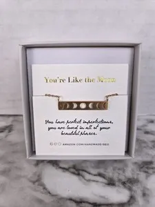 Authentic The Celestial Bar Moon Phase Rose Gold Necklace