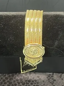 Authentic Vintage Lois Jean Gold Plated Mesh Bracelet Capricorn 1975 Original Hang Tag