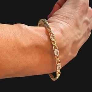 Authentic Danecraft Gold-Plated CZ  Bracelet Cuff Twisted Original Box