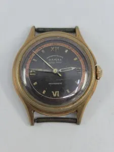 Authentic Vintage Damas Wristwatch Gold Plated Case Screw Cap Original Band Works Benrus