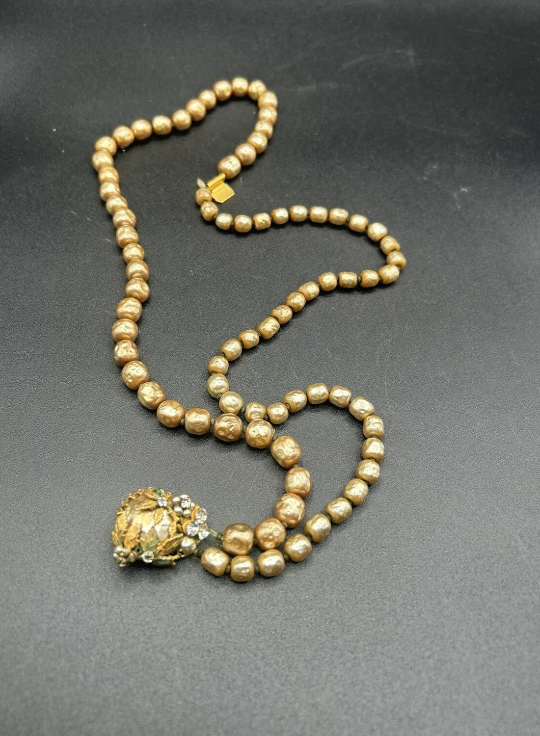 Authentic Original By Robert Vintage Gold Plated Faux Pearl & Rhinestone Necklace Rare VTG