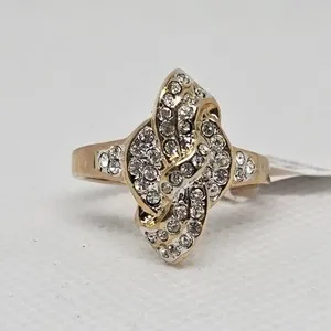 Authentic 18k Gold Plated CZ Cocktail Ring Woven Twist NOS Original Tag Cubic Zirconia