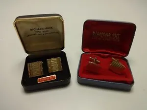 Authentic The Golden Axis Cufflinks: Dual-Design Diamond-Cut Talismans
