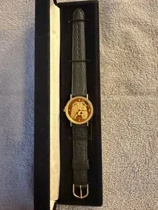Authentic Franklin Mint Eagle Sterling Silver Dial Gold Plated Watch 1988 ORIGINAL PAPERS