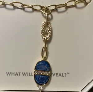 Authentic BP Original Aqua Blue Ice Crystal Gold Plated Necklace 💙