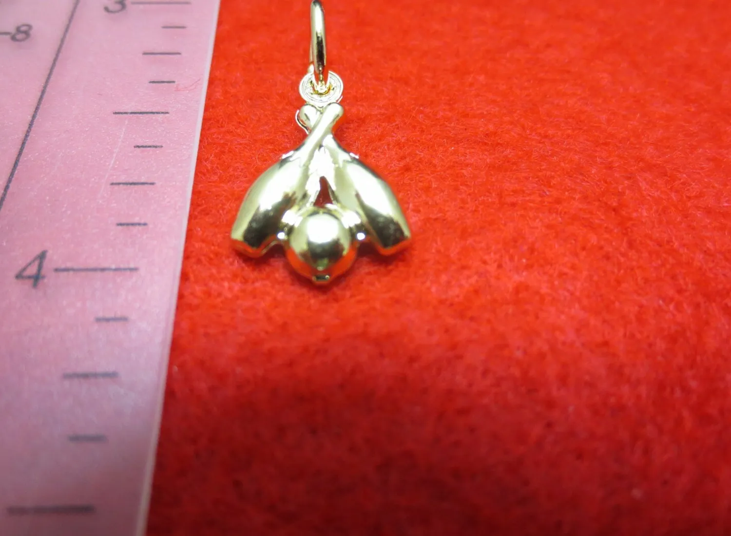 Authentic 14 KT GOLD PLATED ABOUT 3/4" SMALL BOWLING PINS AND BALL CHARM PENDANT-A103