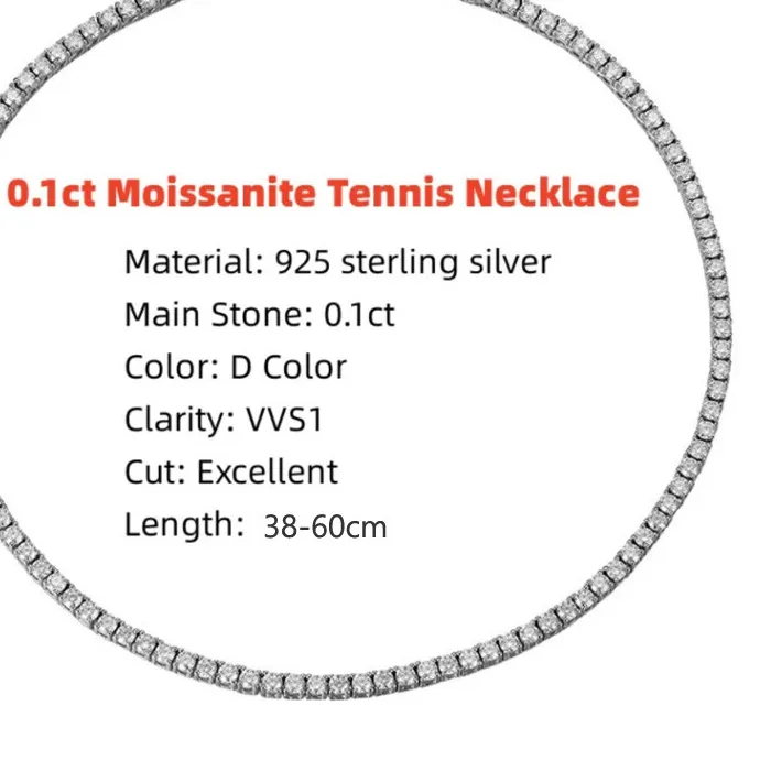 Authentic Radiant Luminescence Moissanite Tennis Necklace in 18K White Gold Plating