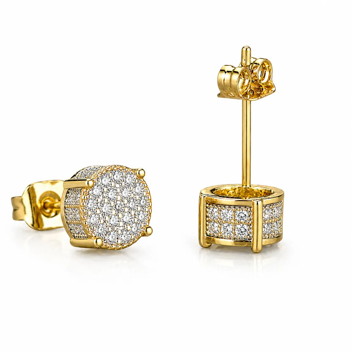 Authentic Radiant Solar Flare Studs: Celestial Gold-Plated Orbs