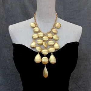 Authentic Festoon Necklace Gold Plated Brushed Bead For Women Jewelry Statement Necklace