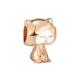 Authentic Sacred Feline Guardian Rose Gold Sterling Silver Talisman Bead