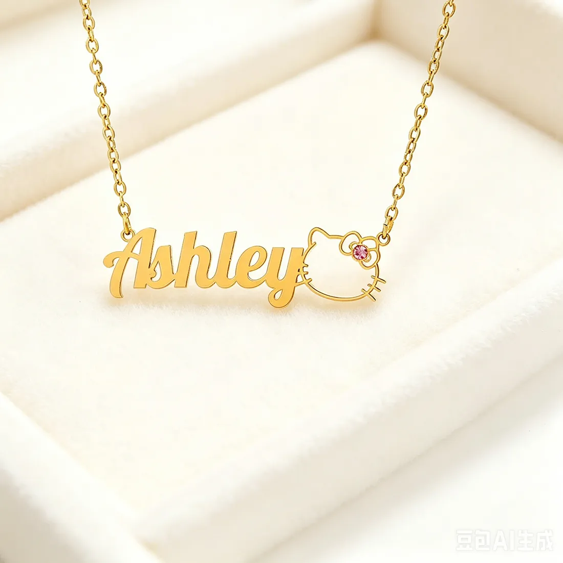 Authentic Custom Zircon Birthstone Hello Kitty Name Necklaces For Women Stainless Steel Customized Pendant Necklace Personalized Jewelry