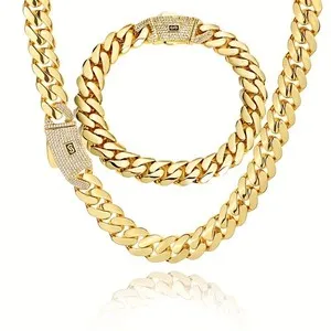Authentic The Golden Sovereignty Set: 18K Gold Plated Cuban Link Chain and Bracelet
