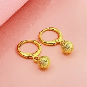 Authentic Gold Plated Accessories Gold Plated Earrings Vacuum Plated Ball Earrings -