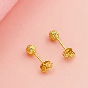 Authentic Whispers Of Solar Light The Frosted Gold Bead Studs