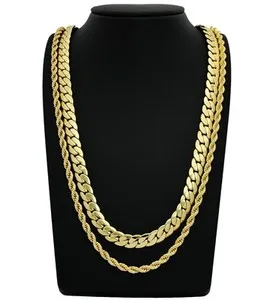 Authentic The Golden Duality Set: 10mm Miami Cuban and 5mm Rope Talisman Chains