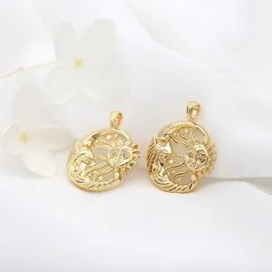 Authentic Celestial Harmony Sun and Crescent Moon Talisman Pair in 18K Gold Plate