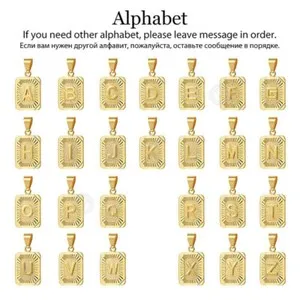 Authentic 2Pcs White/Gold Plated Initial Letters Charm Necklace Set(2 pendants + 2 chains)