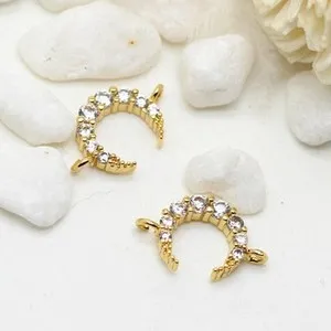 Authentic Celestial Bindings: Luminous Gold-Plated Pave Connectors