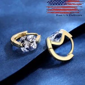 Authentic Celestial Geometry 18K Gold Plated Square Cubic Zirconia Huggie Hoops