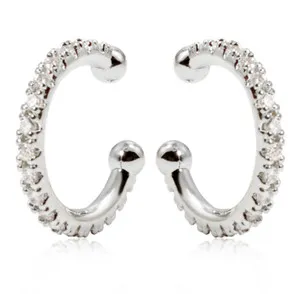 Authentic 2Pcs Women 18K Gold Plated Micro CZ Ear Cuff Earrings No Piercing Clip On I72