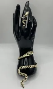 Authentic Entwined Serpentine Destiny: A 14k Gold Plated Snake Bracelet Set for Universal Harmony