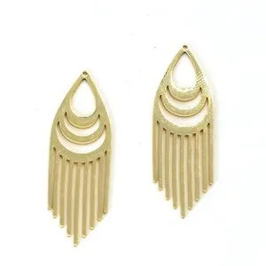 Authentic 2PCS Gold Plated Stainless Steel Filigree Geometric Charm Pendant 14X43mm GQZ05