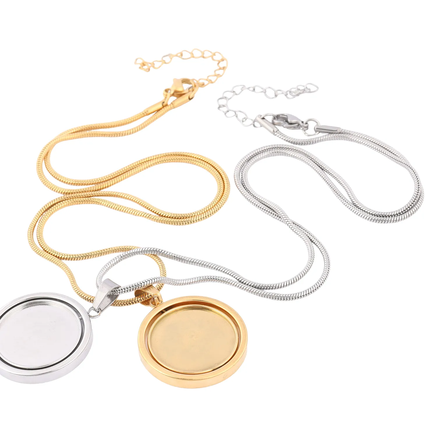Authentic 2pcs Rotating Pendant Tray Necklace 20mm Round Spinning Cabochon Setting Blanks For Jewelry Making