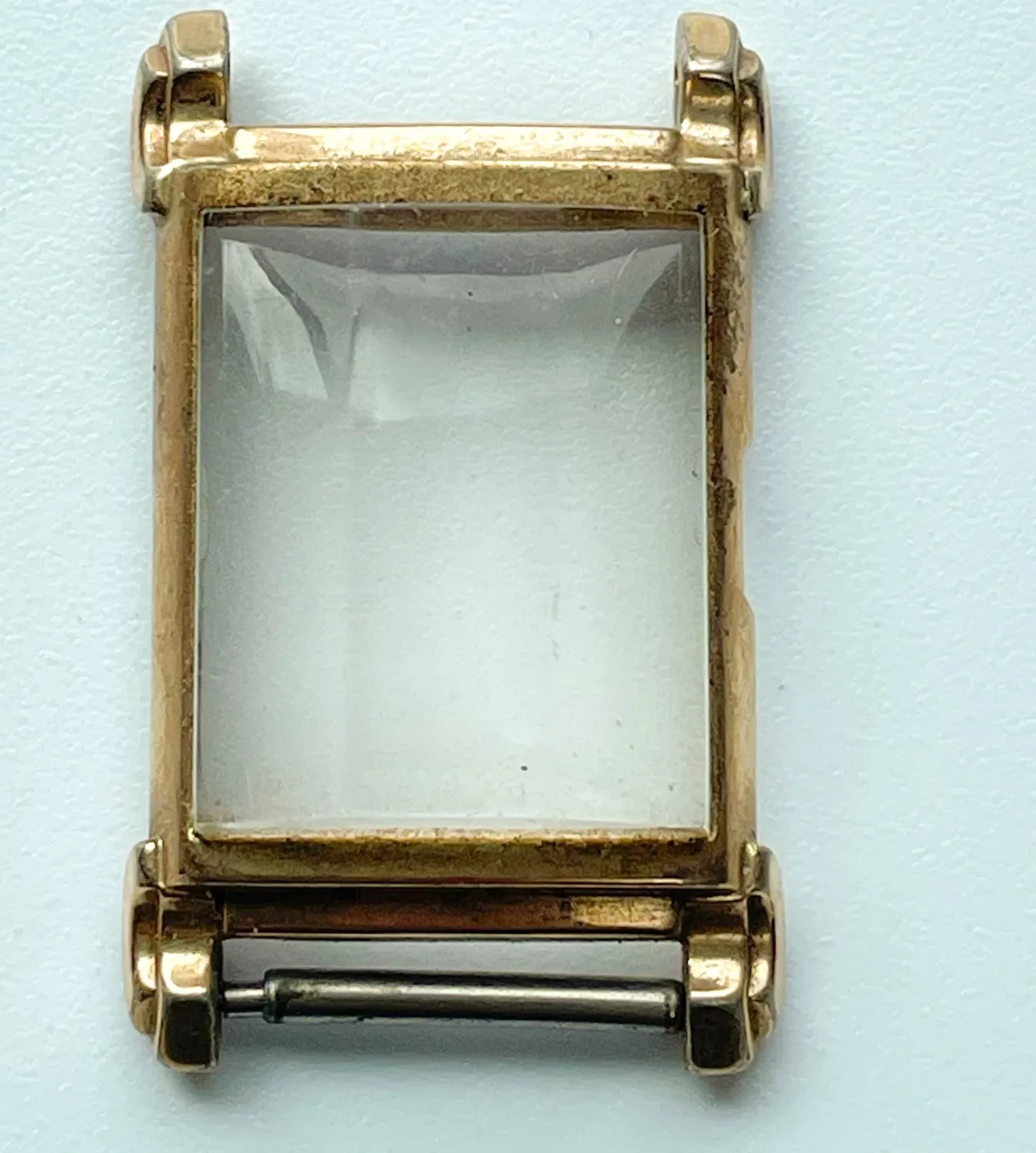Authentic Gold Plated Rectangle WatchCase Crystal Replacement Repair Parts Luxury Vintage