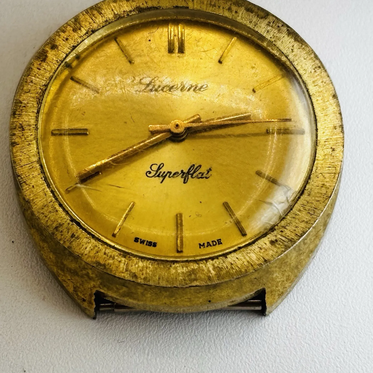 Authentic Lucerne Superflat Vintage Watch Mechanical Gold Plated Parts