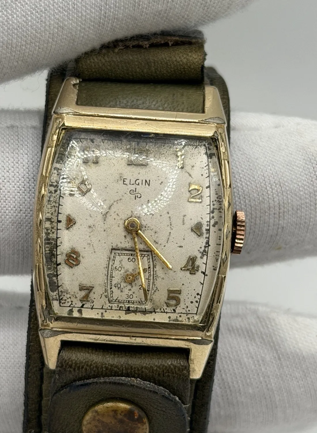 Authentic Vintage Elgin Tank 10K Gold Plated (For Parts / Repair) Read Desc. RUNS!