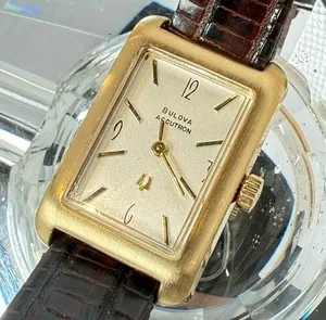 Authentic Vintage Bulova Accutron Gold Plated N4 Square Watch FOR PARTS / REPAIR