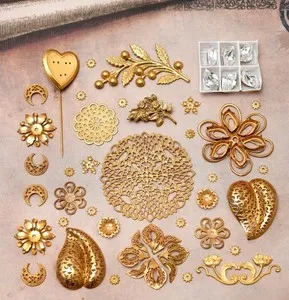 Authentic 45 Piece Lot Vintage Miriam Haskell Jewelry Parts Stampings Findings Gold Plated
