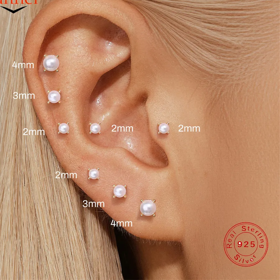 Authentic Radiant Pearl Thread Piercing Stud - 925 Sterling Silver Sacred Adornment