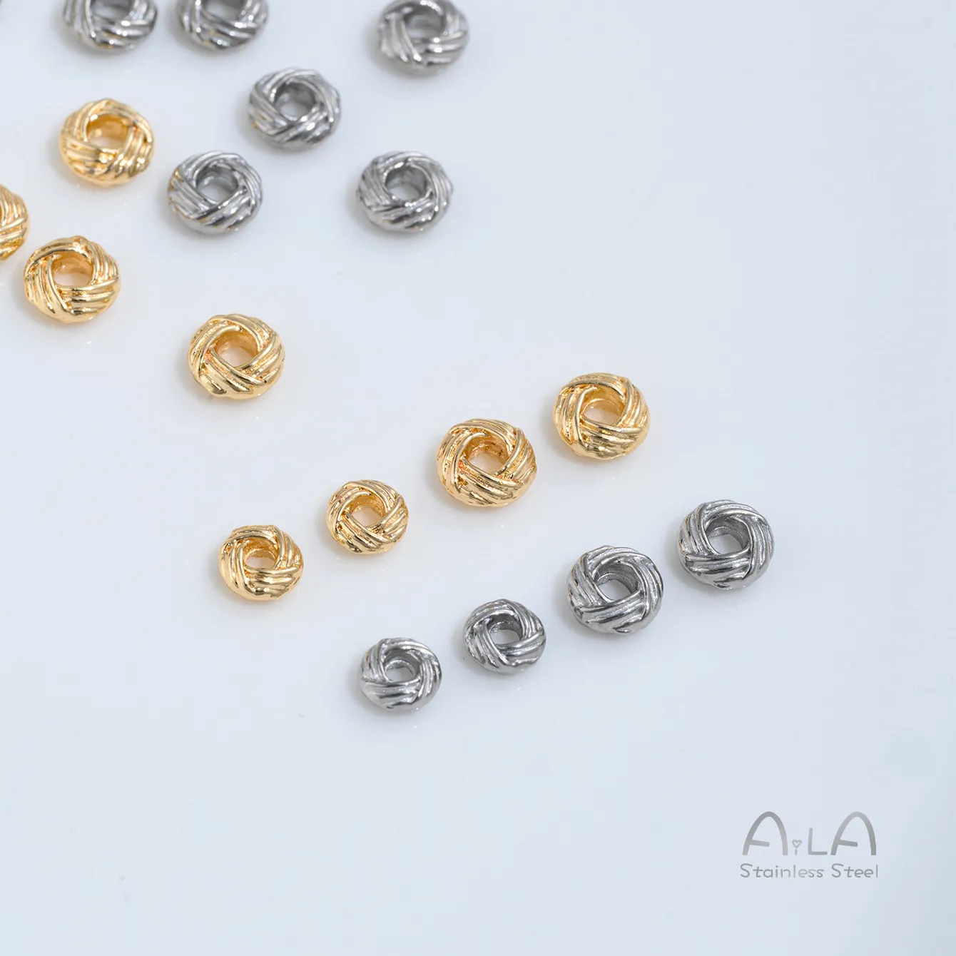 Authentic 10PCS 5MM 6MM Pineapple Knot Twisted Spacer Beads, Anti-fade Titanium Steel Handmade Jewelry Parts