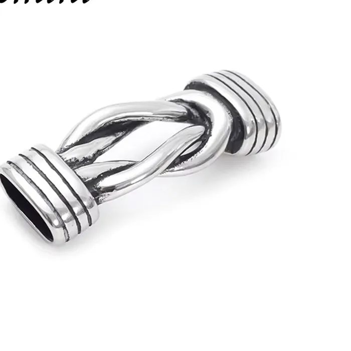 Authentic 10pcs Stainless Steel Connectors Infinity Knot Charm Beads 12*6mm Flat Leather for DIY Bracelet Findings Jewelry Making Parts