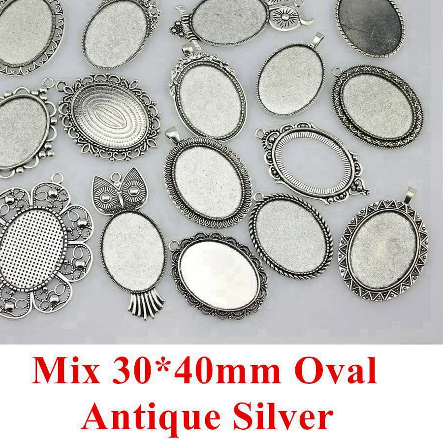 Authentic Mix Glass Cabochon Base Setting Tray Components Women Accessories Cute Vintage Jewelry