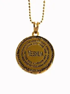 Authentic Gold Plated Yeshua Medallion Names of God Pendant Necklace