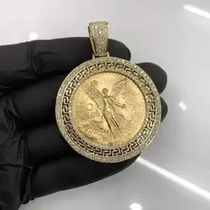 Authentic 2Ct Round Cut Lab Created Diamond Medallion Men's Pendant 14K Yellow Gold Plated