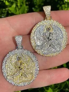 Authentic Real 925 Silver Gold Plated Euphanasia Tupac 2Pac Pendant Medallion Necklace CZ