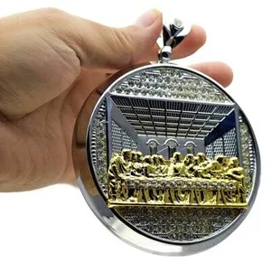 Authentic Huge The Last Supper Pendant Round 2Tone CZ Silver/Gold Plated Hip Hop Medallion